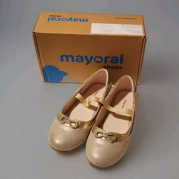 Mayoral Ballerina Girls' Flat Shoes Size 29 US 11C Color Gold Holiday Dressy- G7 - Picture 1 of 6